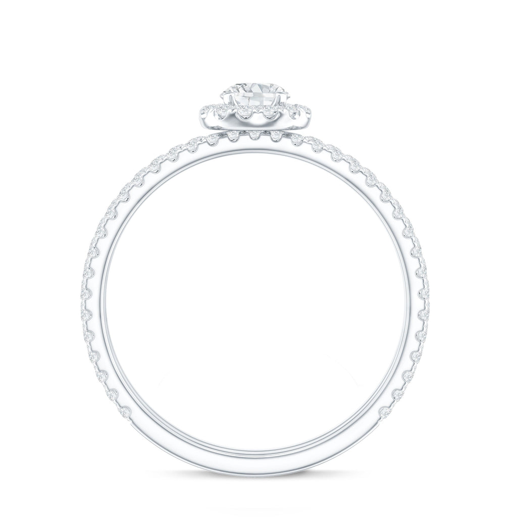 Certified Moissanite Halo Bridal Ring Set
