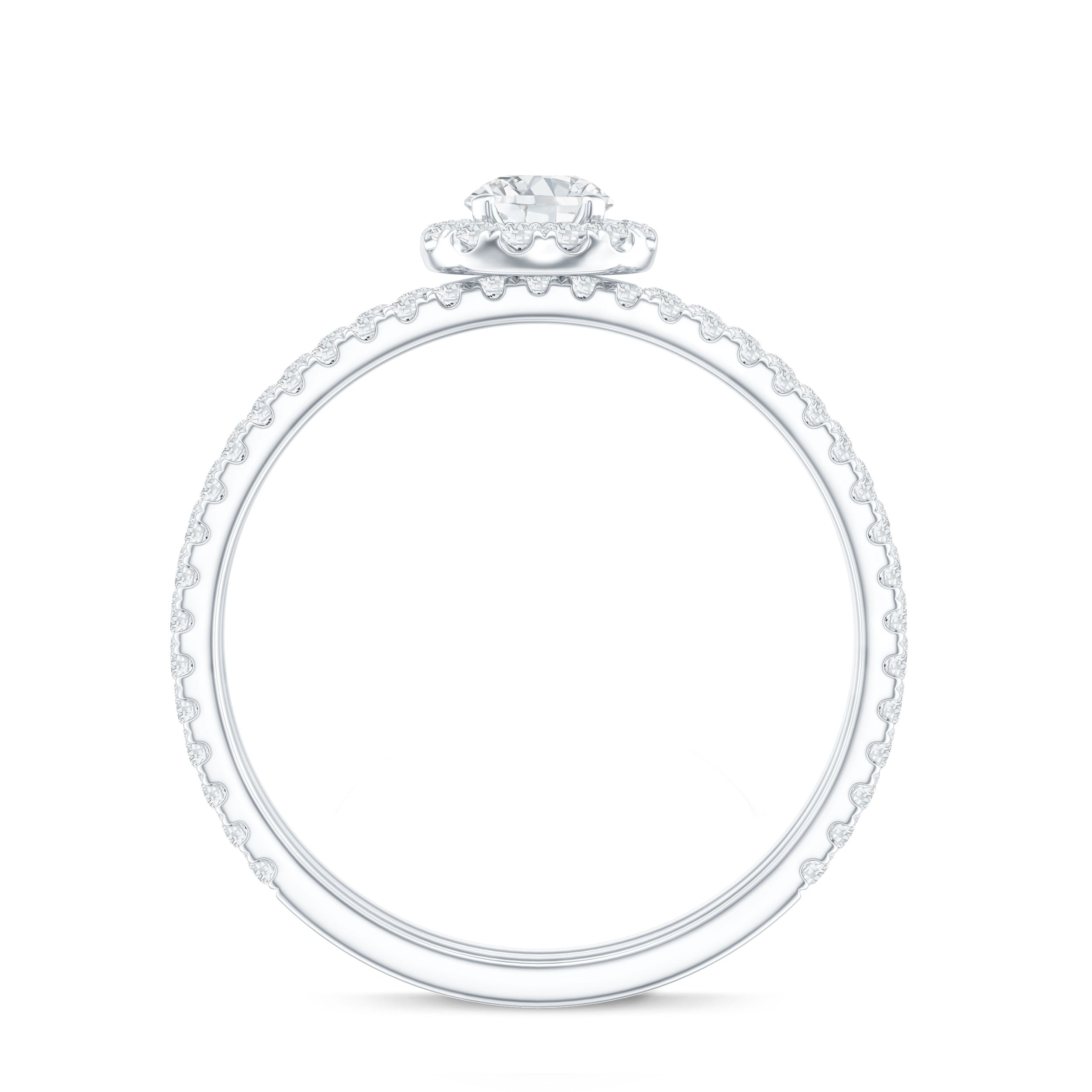 Certified Moissanite Halo Bridal Ring Set
