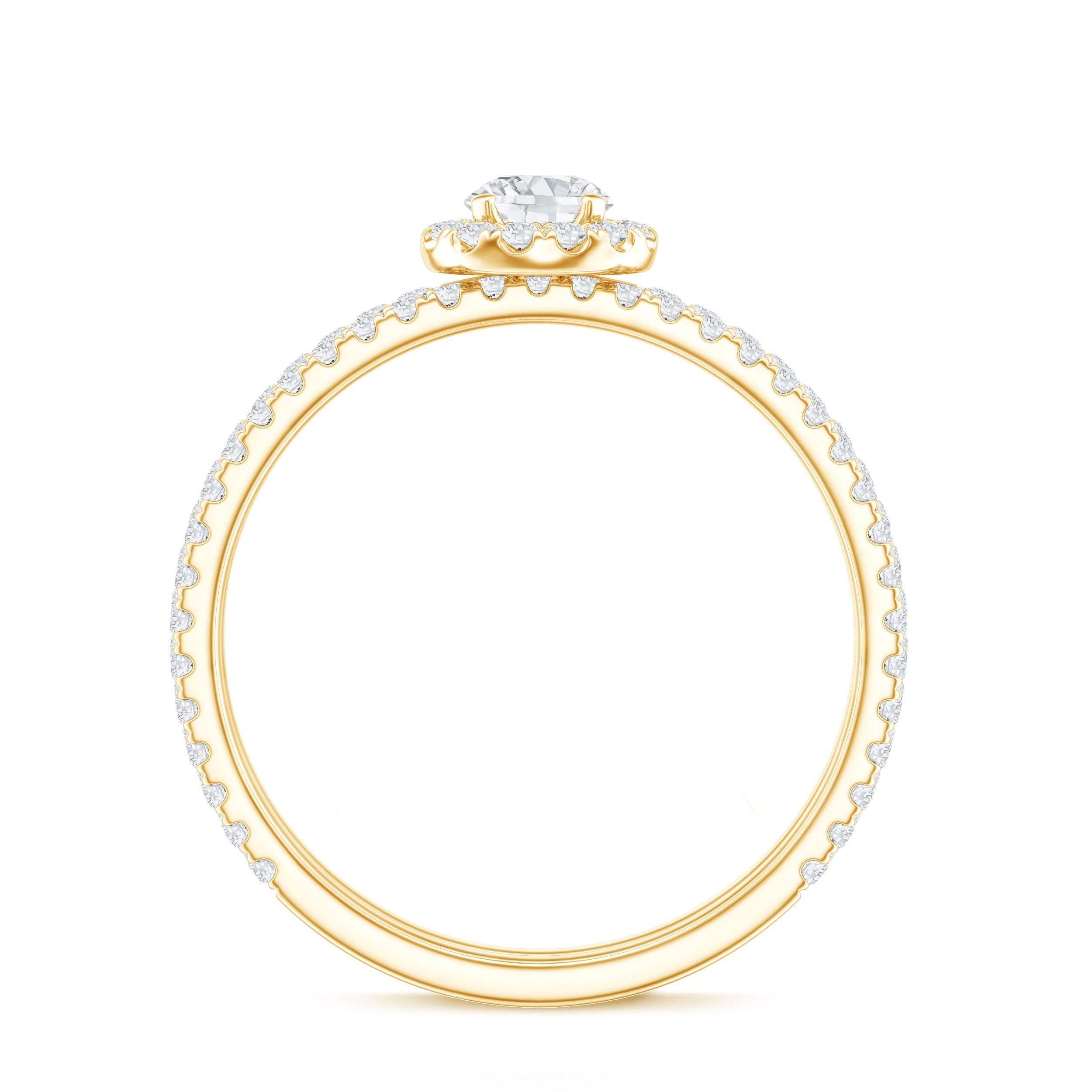 Certified Moissanite Halo Bridal Ring Set