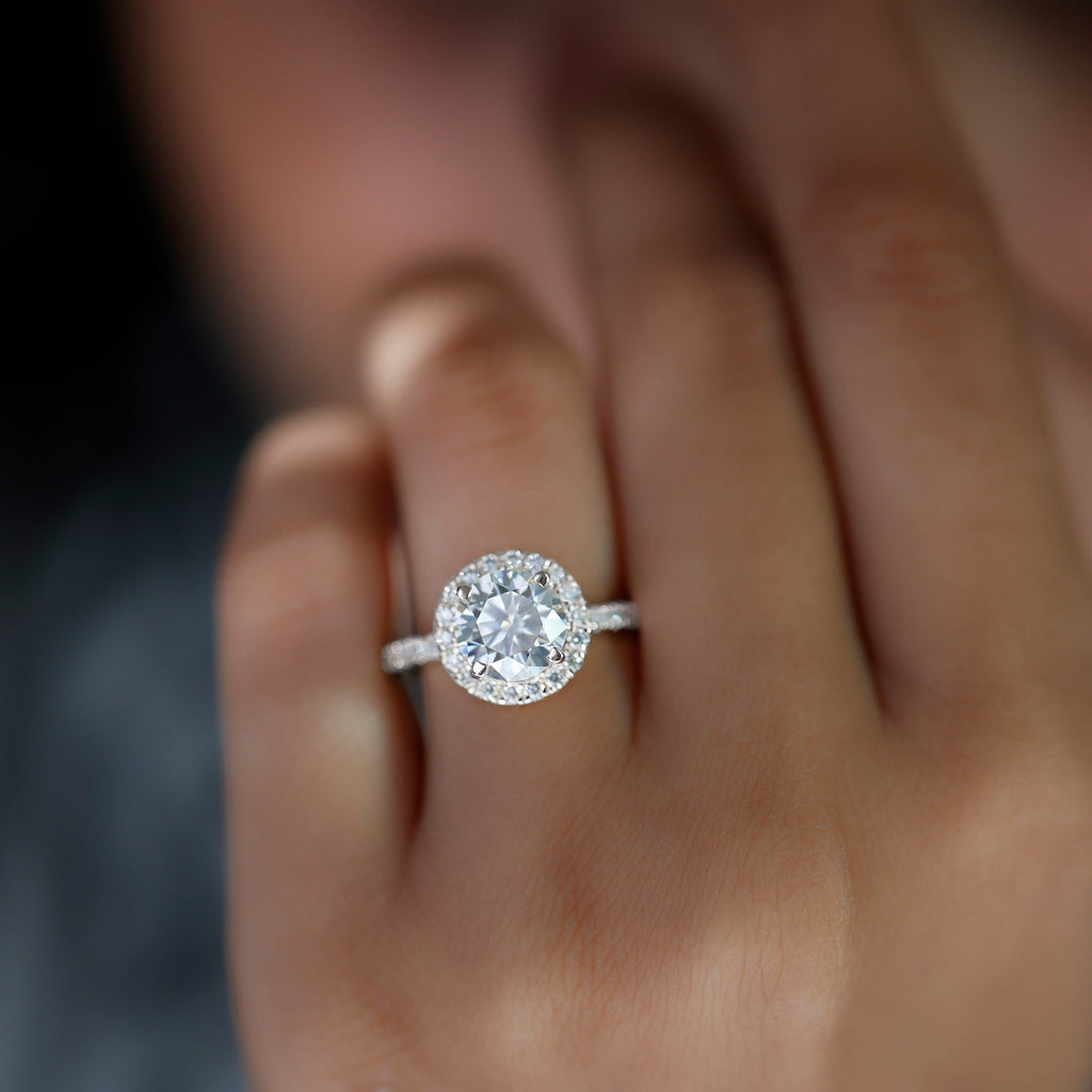 Brilliant Cut Moissanite Classic Halo Engagement Ring