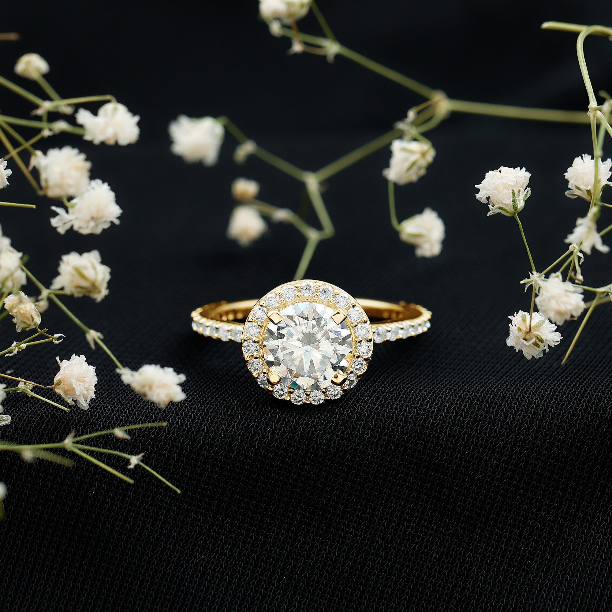 Brilliant Cut Moissanite Classic Halo Engagement Ring
