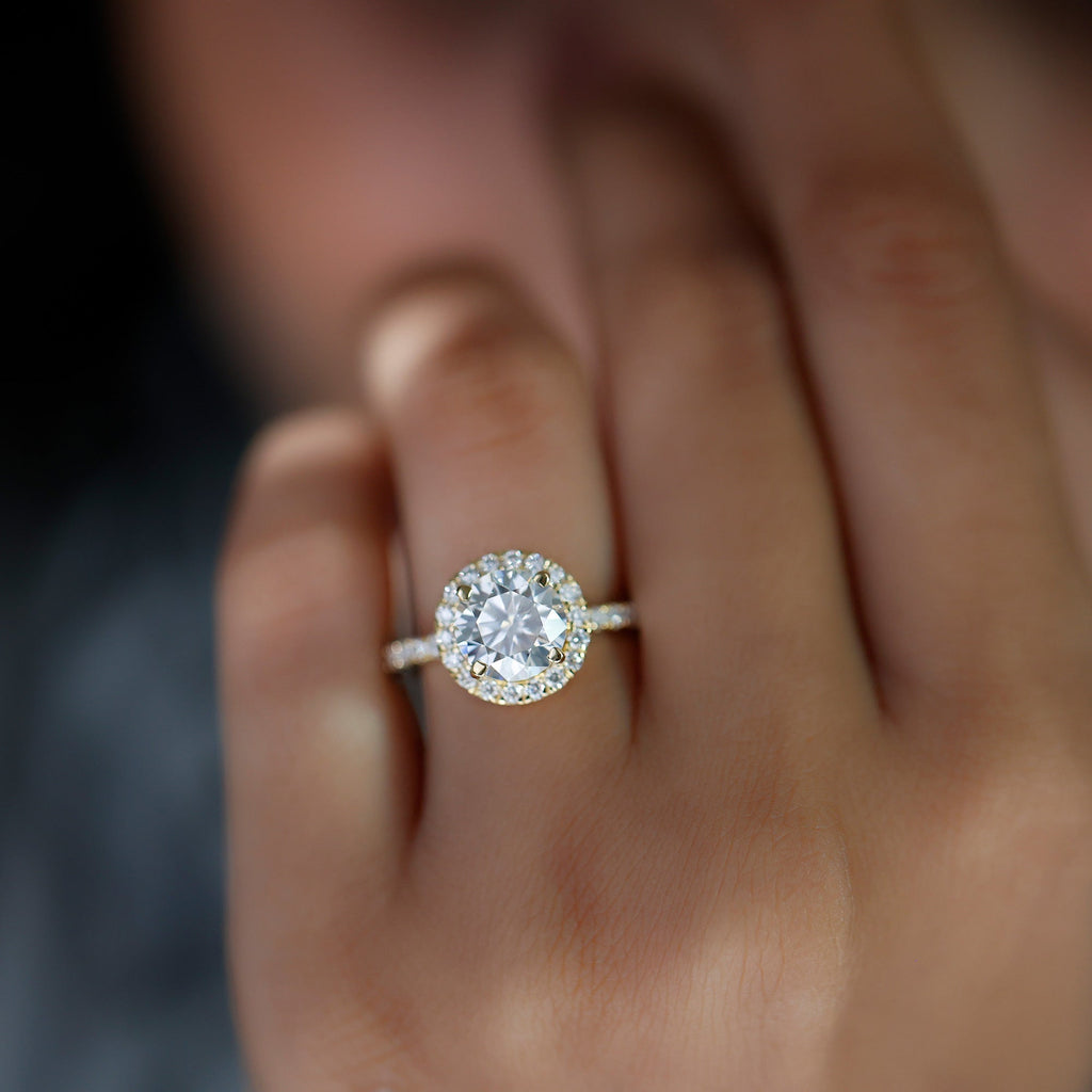 Brilliant Cut Moissanite Classic Halo Engagement Ring