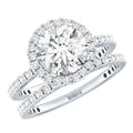 2 Carat Round Shape Moissanite Halo Wedding Ring Set