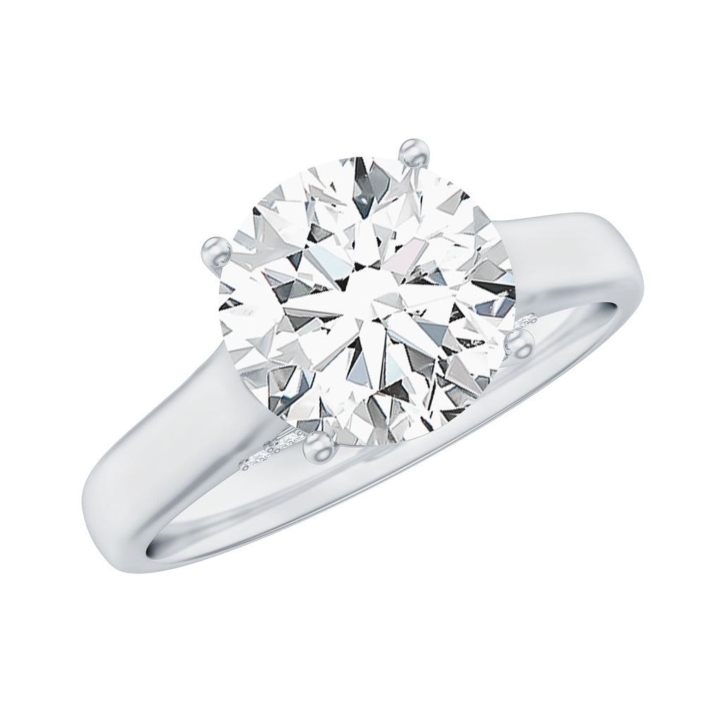 Solitaire Cathedral Engagement Ring with Brilliant Cut Moissanite