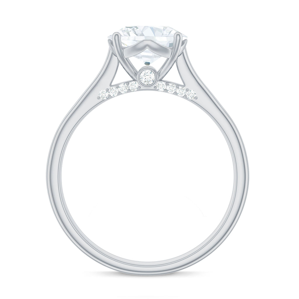 Solitaire Cathedral Engagement Ring with Brilliant Cut Moissanite