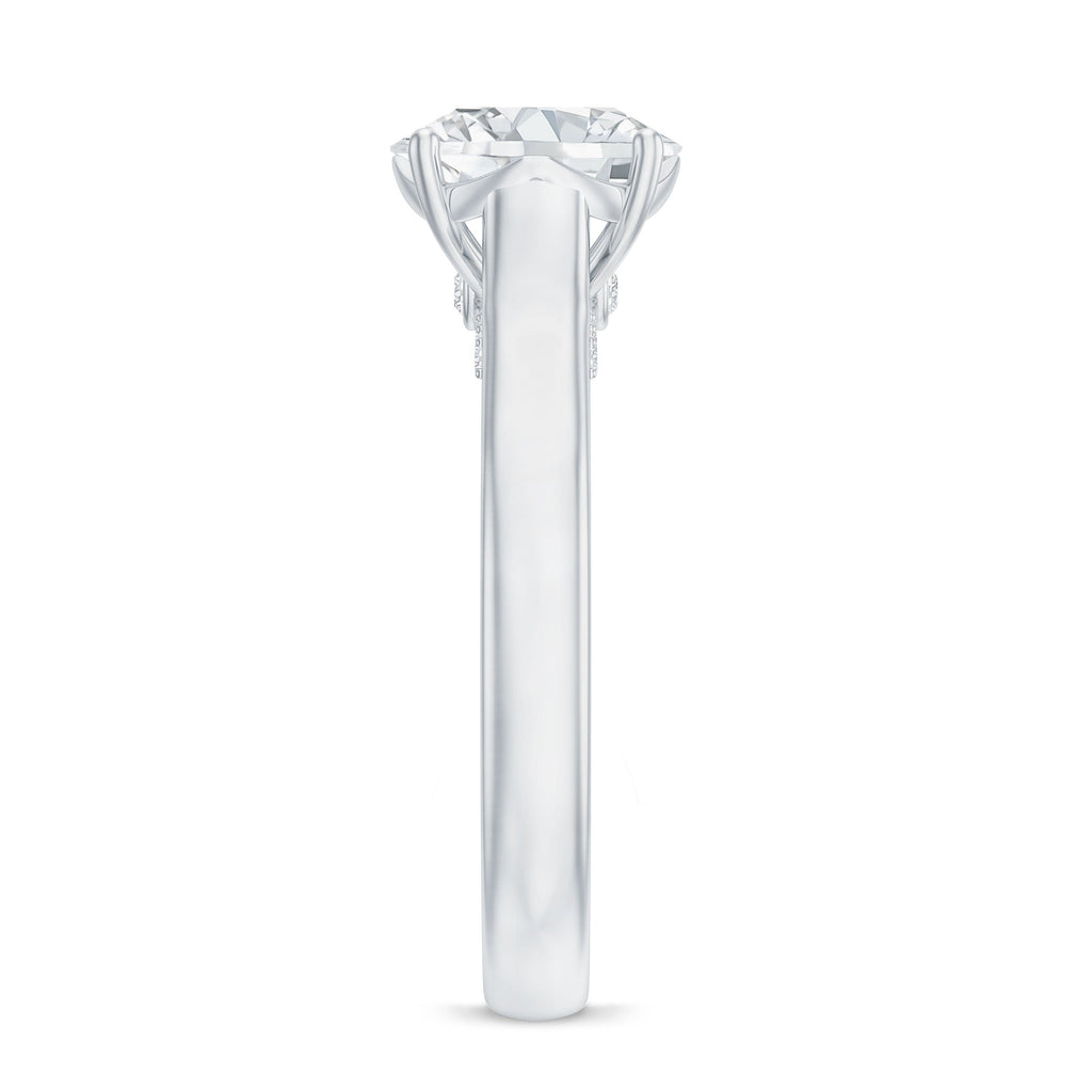 Solitaire Cathedral Engagement Ring with Brilliant Cut Moissanite