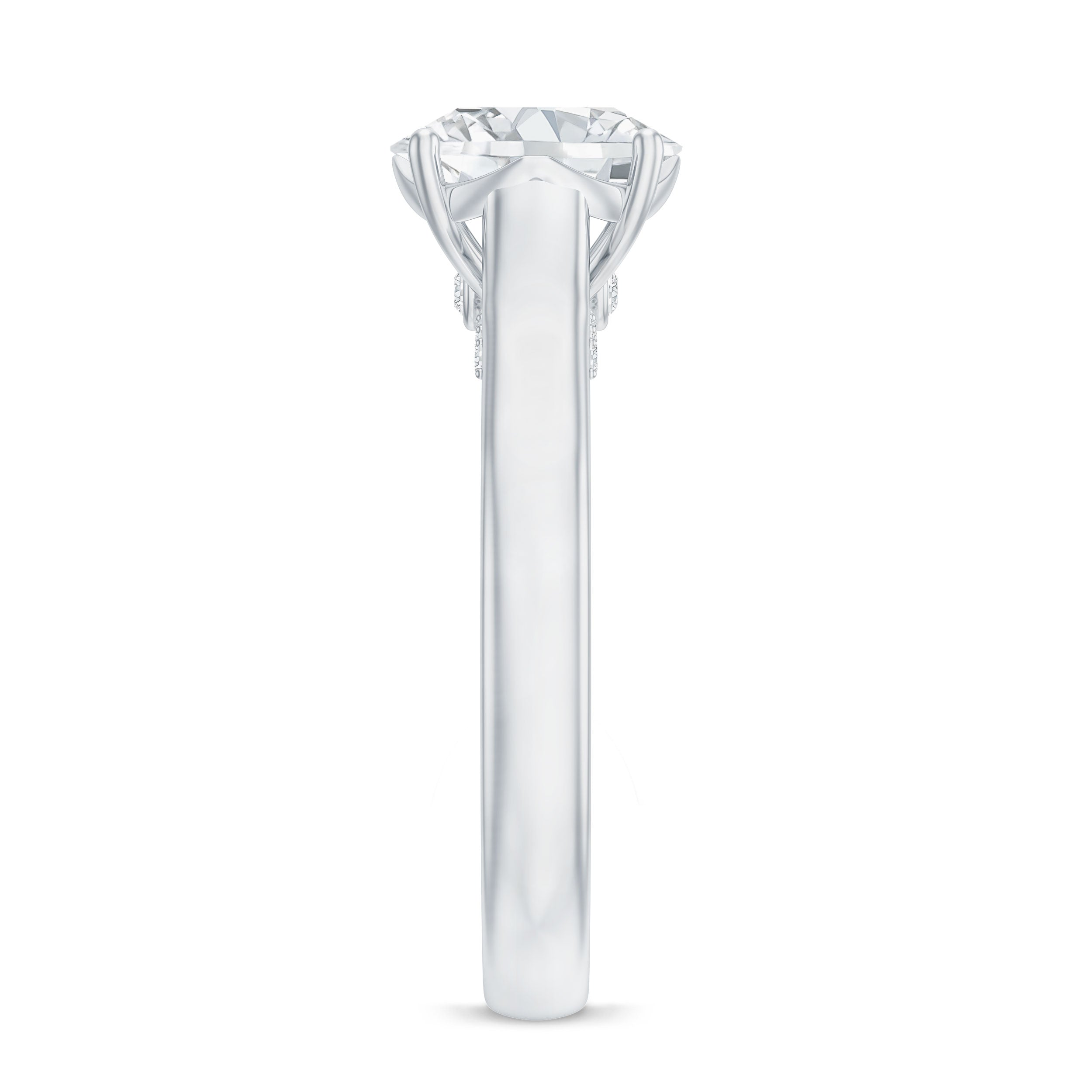 Solitaire Cathedral Engagement Ring with Brilliant Cut Moissanite
