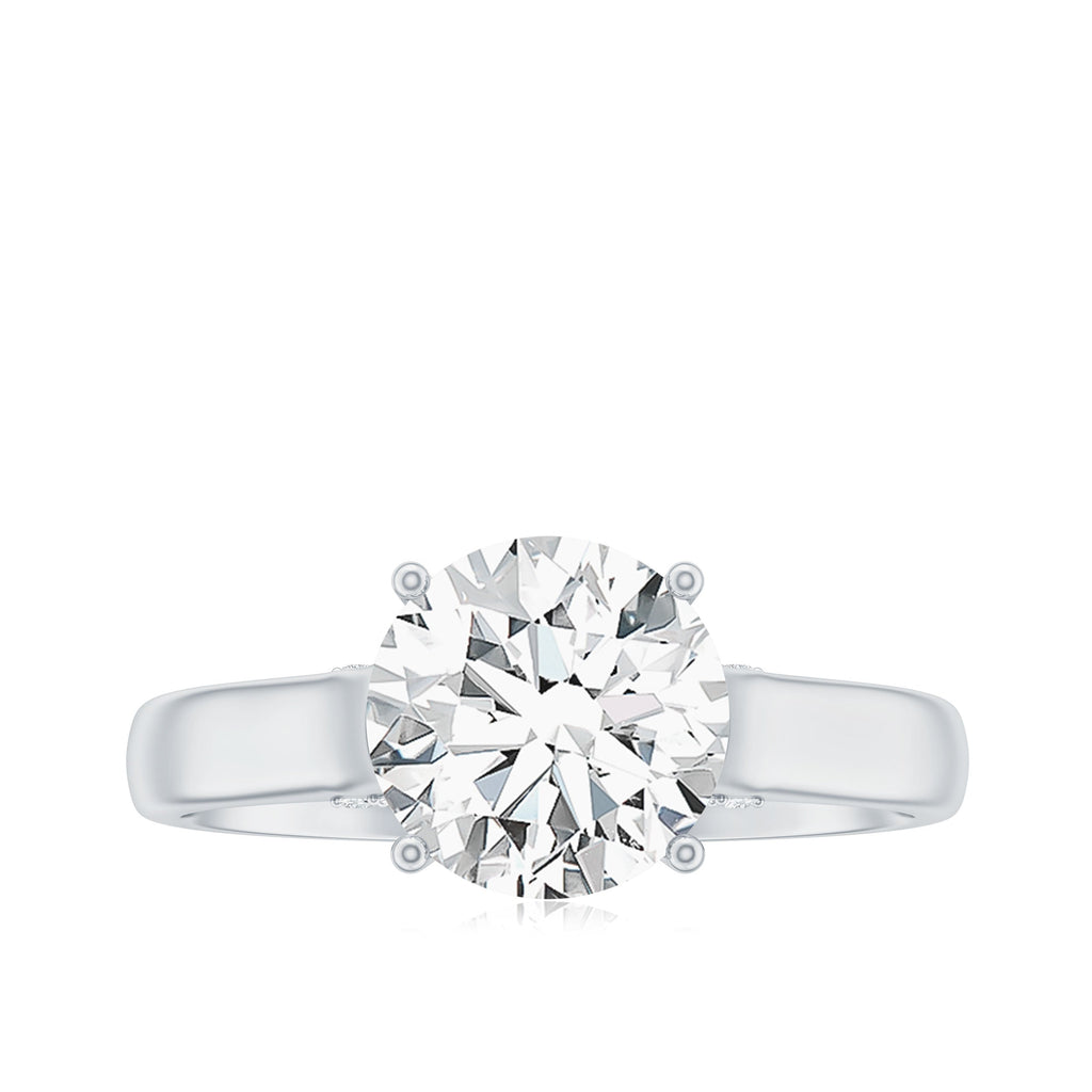 Solitaire Cathedral Engagement Ring with Brilliant Cut Moissanite