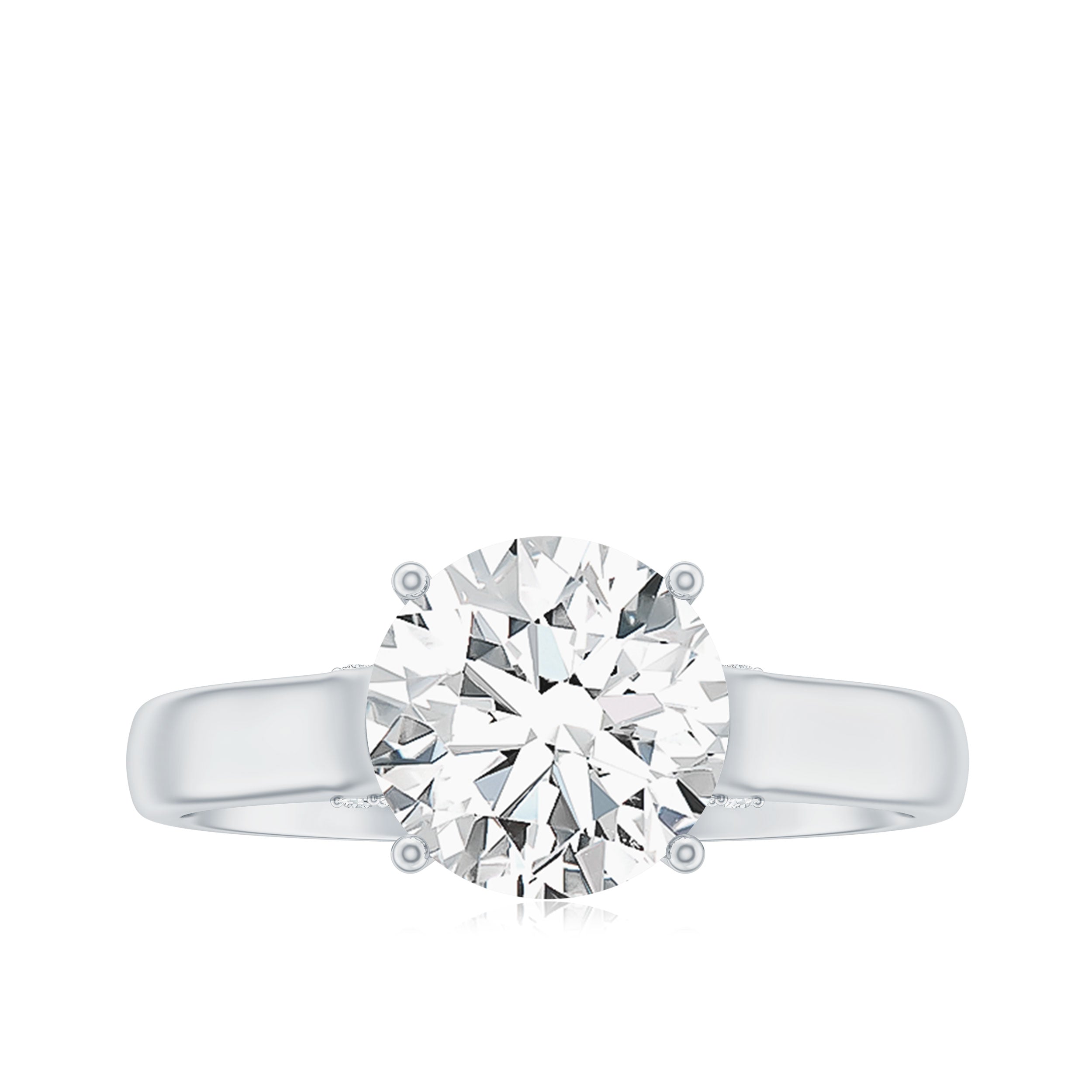Solitaire Cathedral Engagement Ring with Brilliant Cut Moissanite
