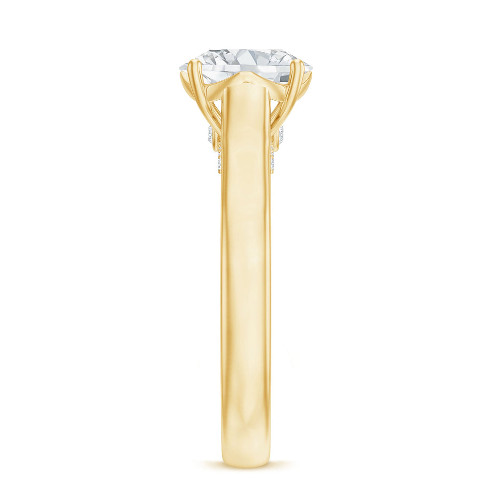 Solitaire Cathedral Engagement Ring with Brilliant Cut Moissanite
