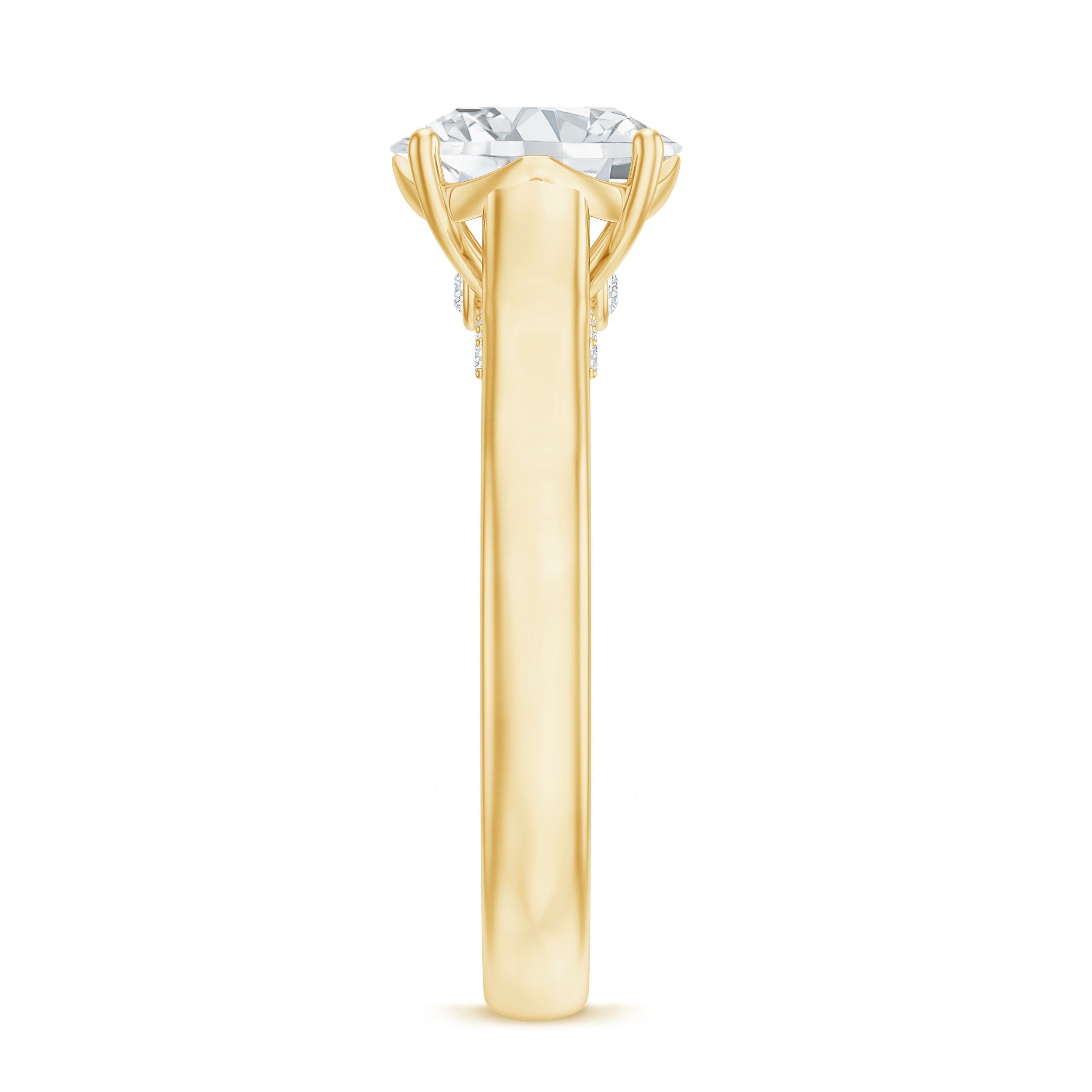 Solitaire Cathedral Engagement Ring with Brilliant Cut Moissanite