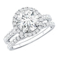 2 Carat Moissanite Classic Halo Wedding Ring Set