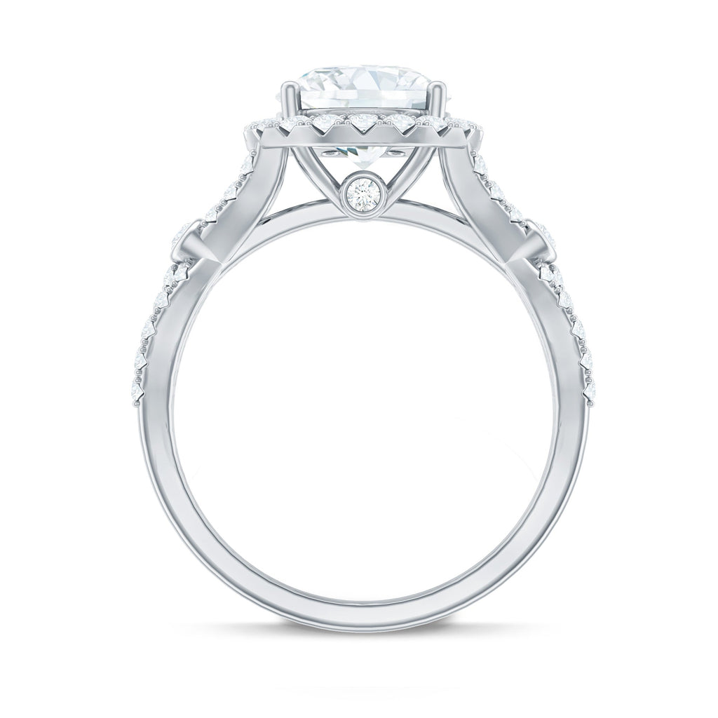 Certified 2 CT Moissanite Criss Cross Engagement Ring with Halo