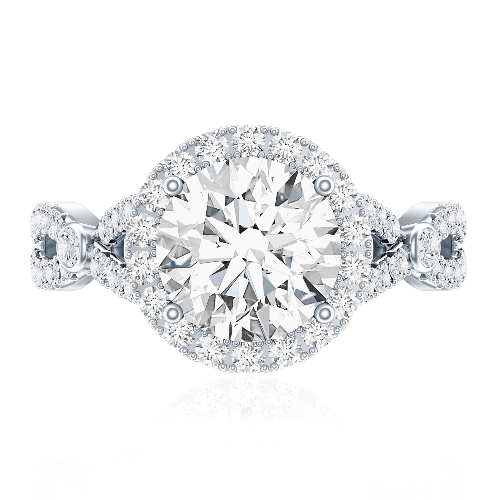 Certified 2 CT Moissanite Criss Cross Engagement Ring with Halo