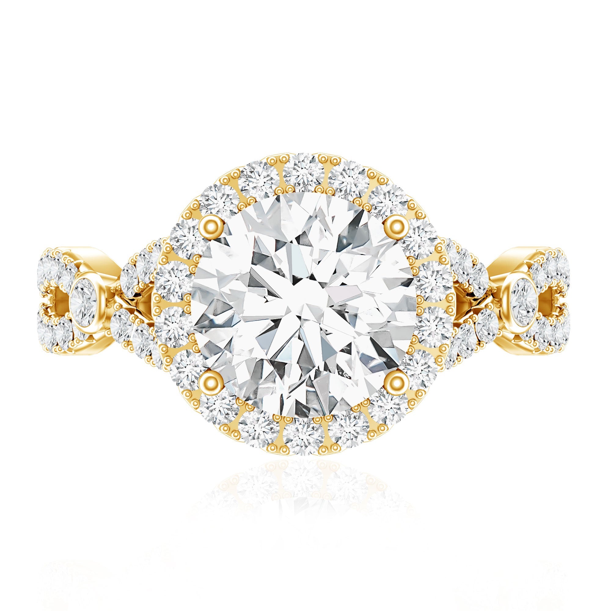 Certified 2 CT Moissanite Criss Cross Engagement Ring with Halo