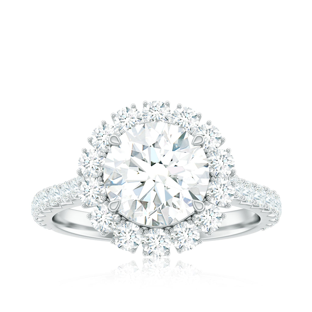 Certified Brilliant Cut Moissanite Halo Engagement Ring