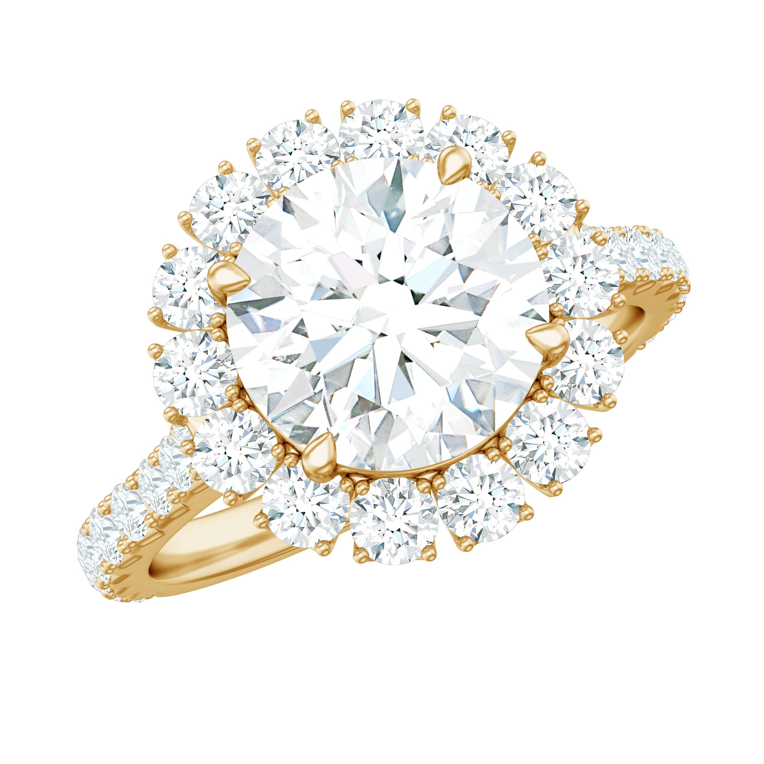 Certified Brilliant Cut Moissanite Halo Engagement Ring