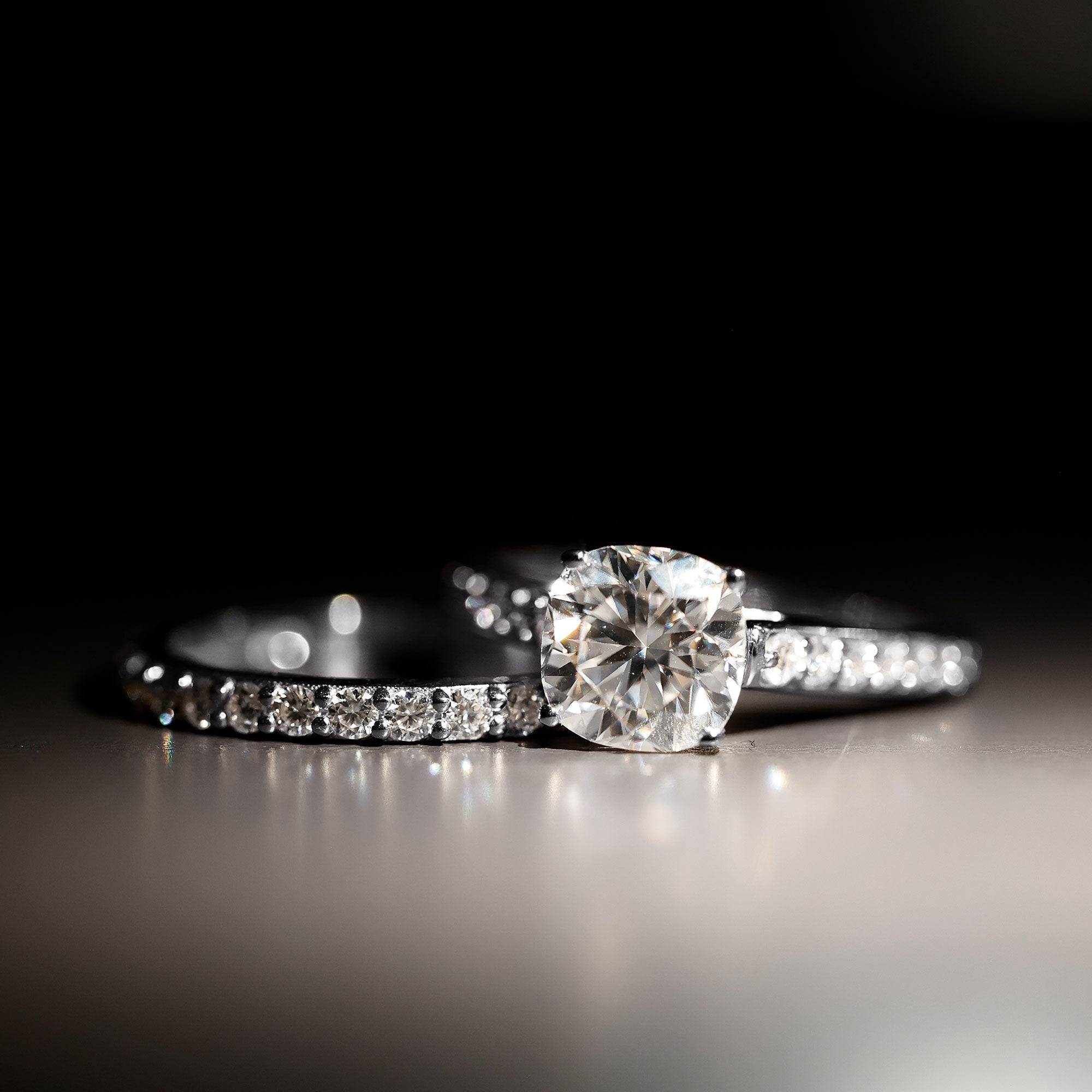3 CT Cushion Cut Moissanite Solitaire Engagement Ring with Wedding Band