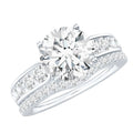 Certified 2 Carat Round Moissanite Engagement Ring with Wedding Band