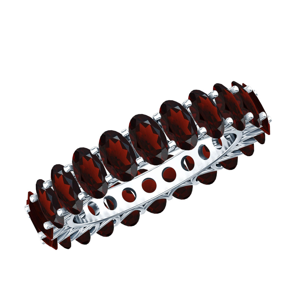 Certified Real Oval Garnet Eternity Ring for Anniversary