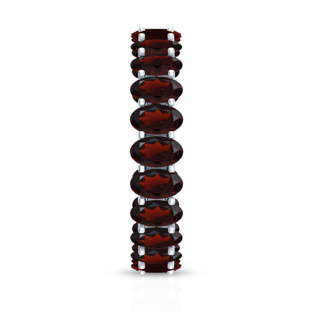 Certified Real Oval Garnet Eternity Ring for Anniversary