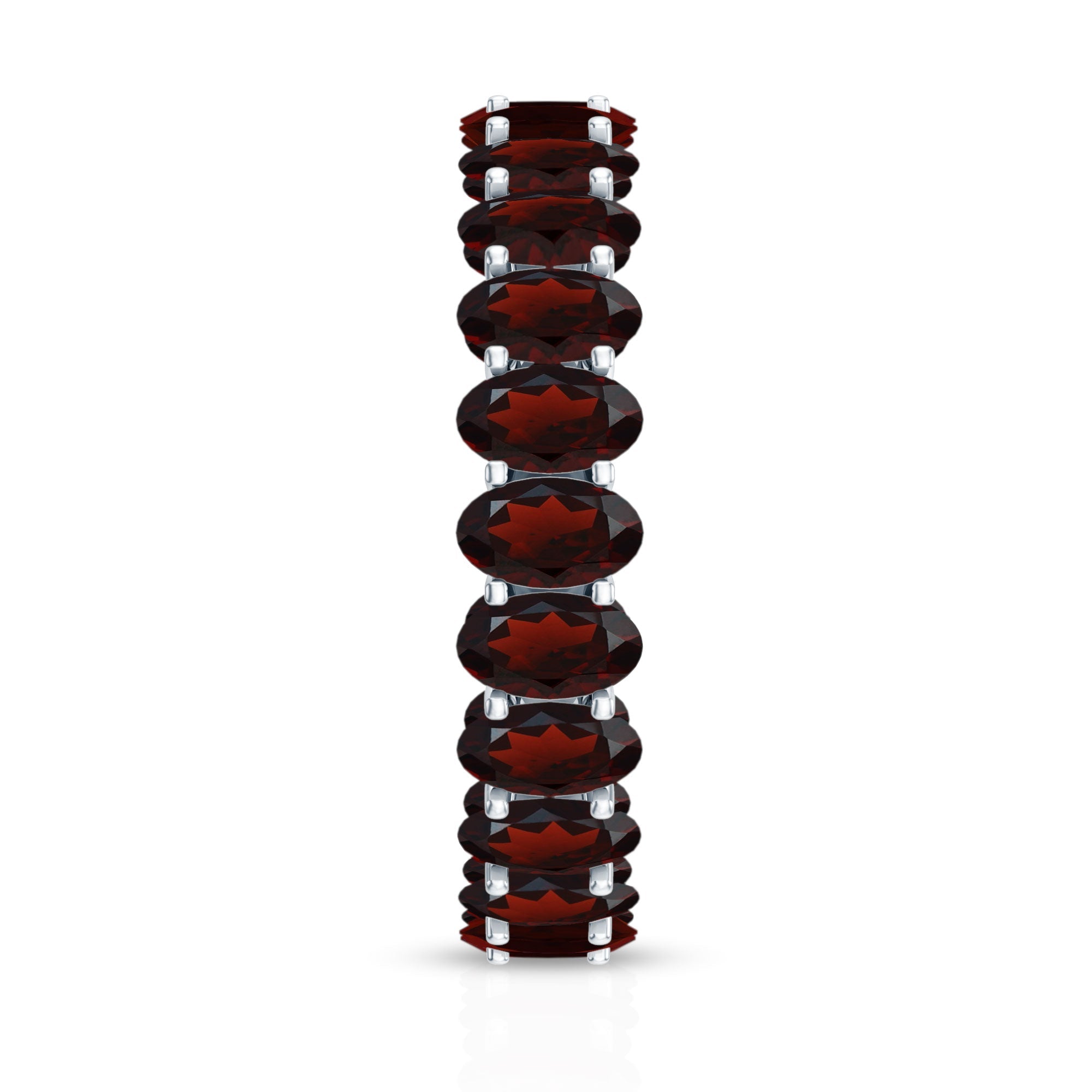 Certified Real Oval Garnet Eternity Ring for Anniversary