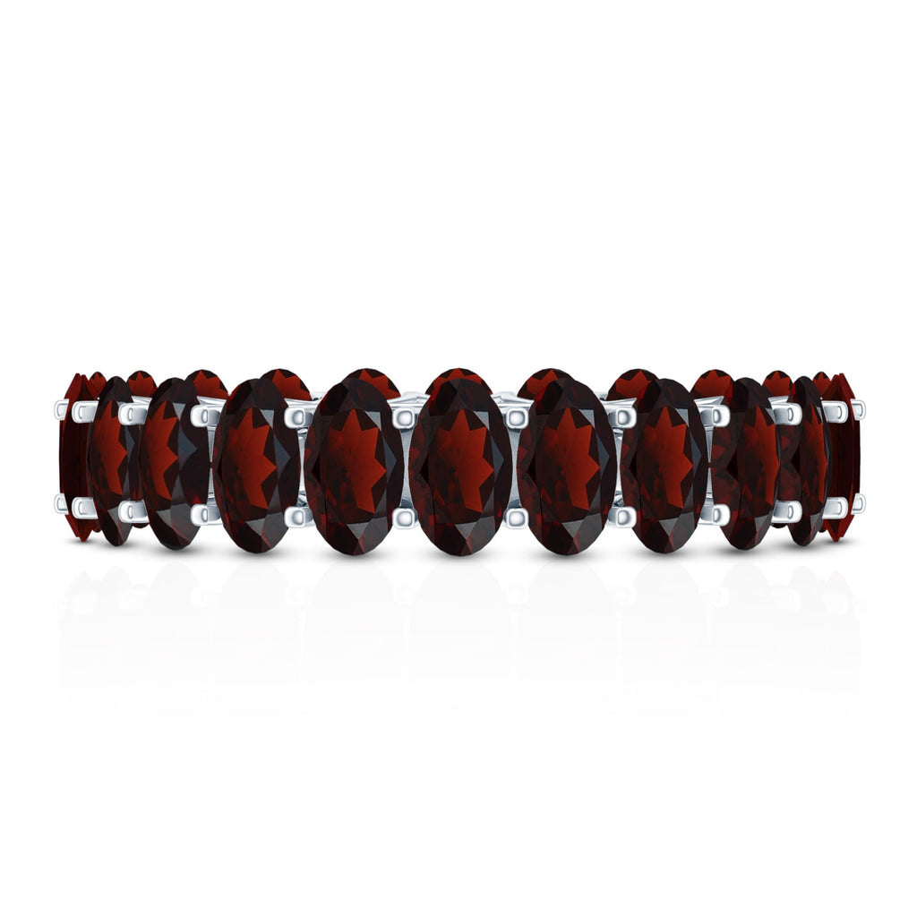 Certified Real Oval Garnet Eternity Ring for Anniversary