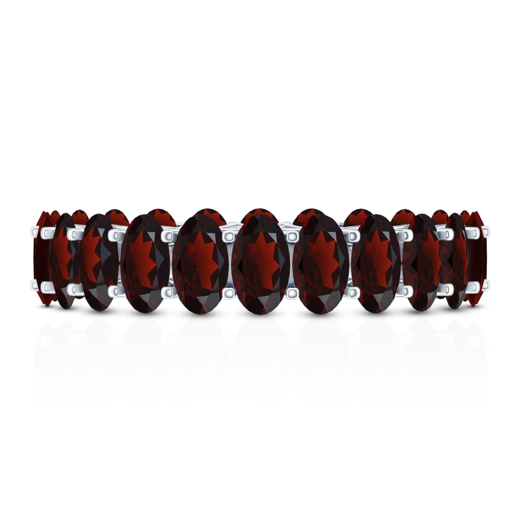 Certified Real Oval Garnet Eternity Ring for Anniversary