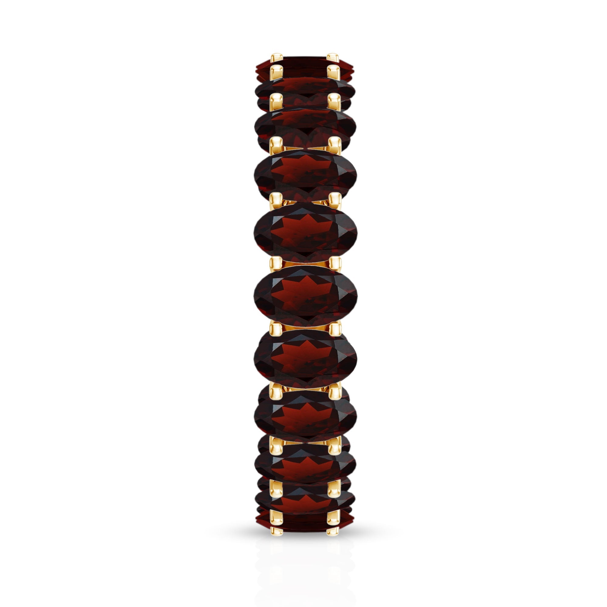 Certified Real Oval Garnet Eternity Ring for Anniversary