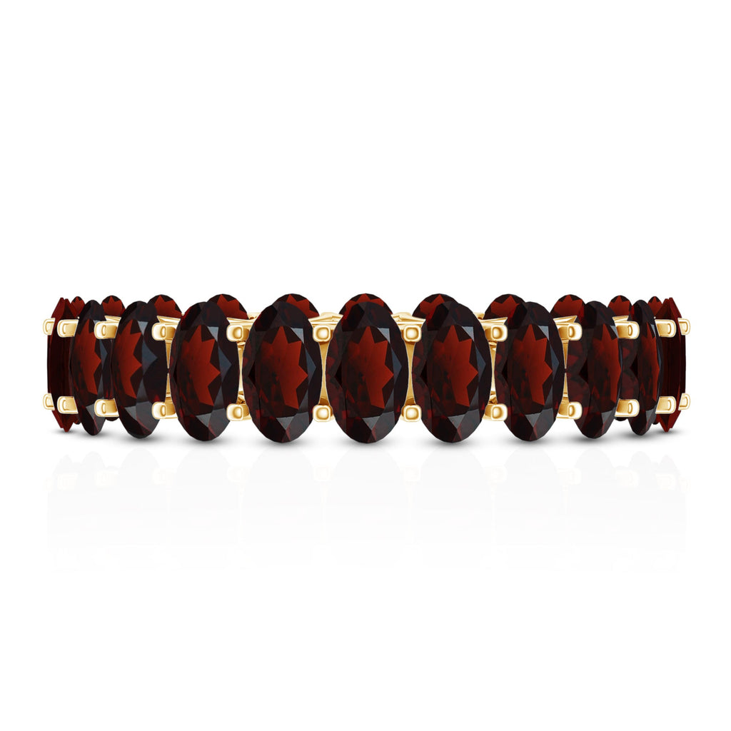 Certified Real Oval Garnet Eternity Ring for Anniversary