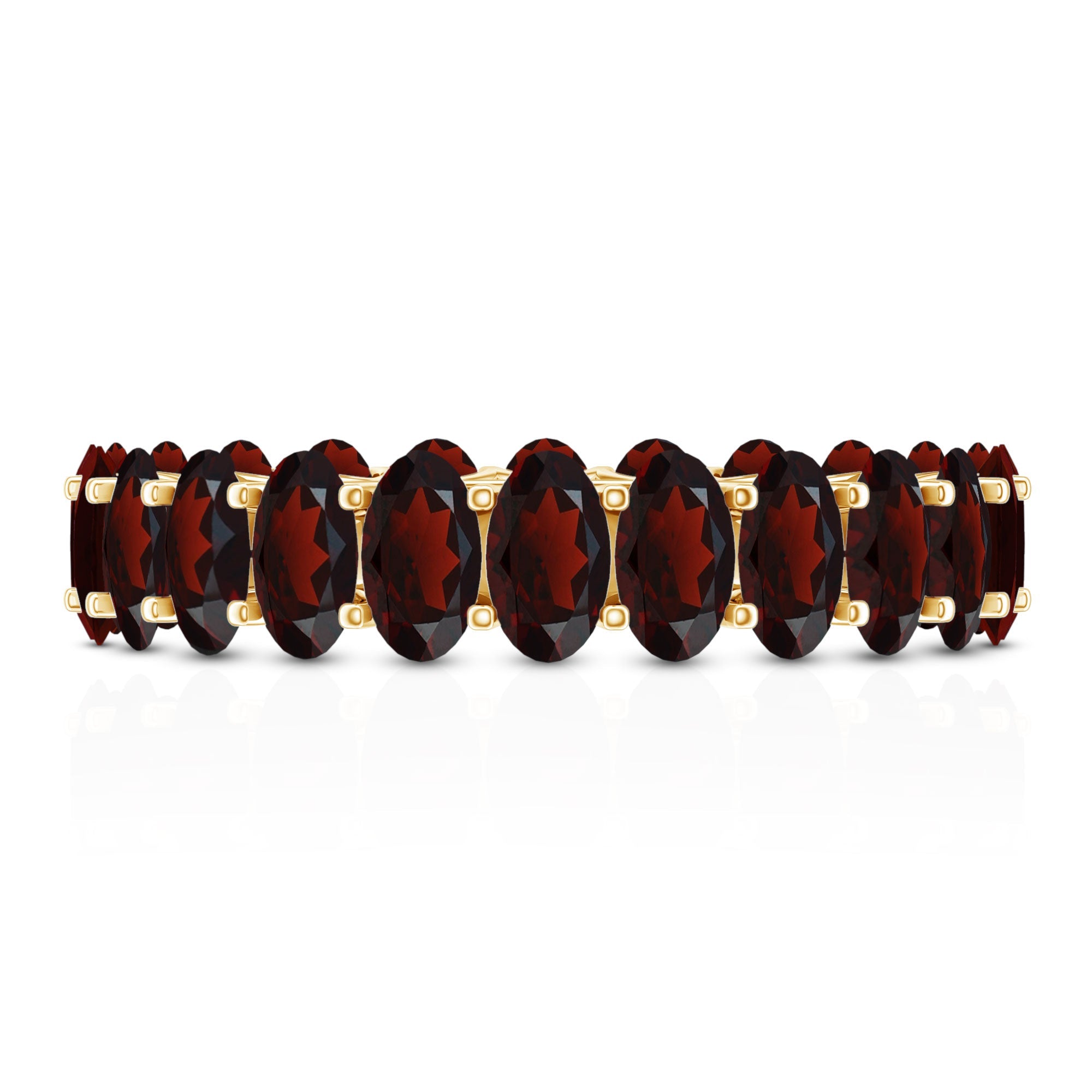 Certified Real Oval Garnet Eternity Ring for Anniversary