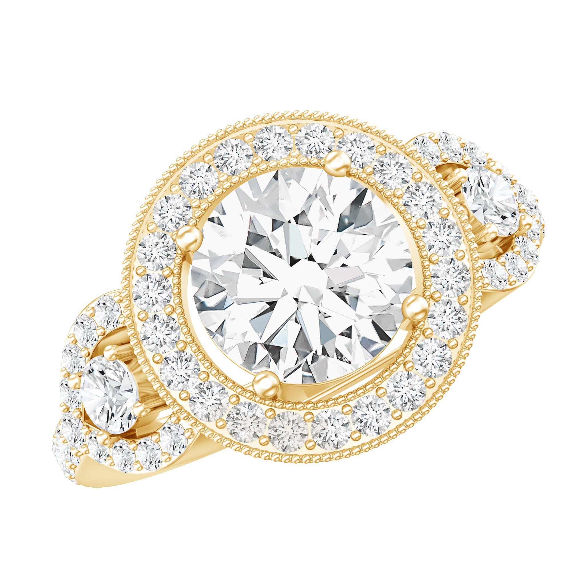Vintage Style Moissanite Halo Engagement Ring