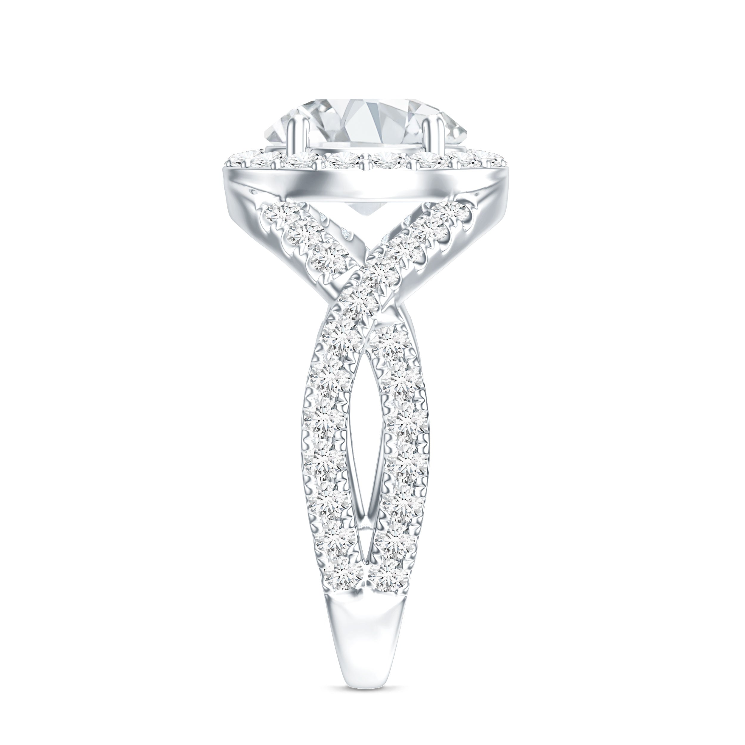 Round Moissanite Crossover Engagement Ring for Women