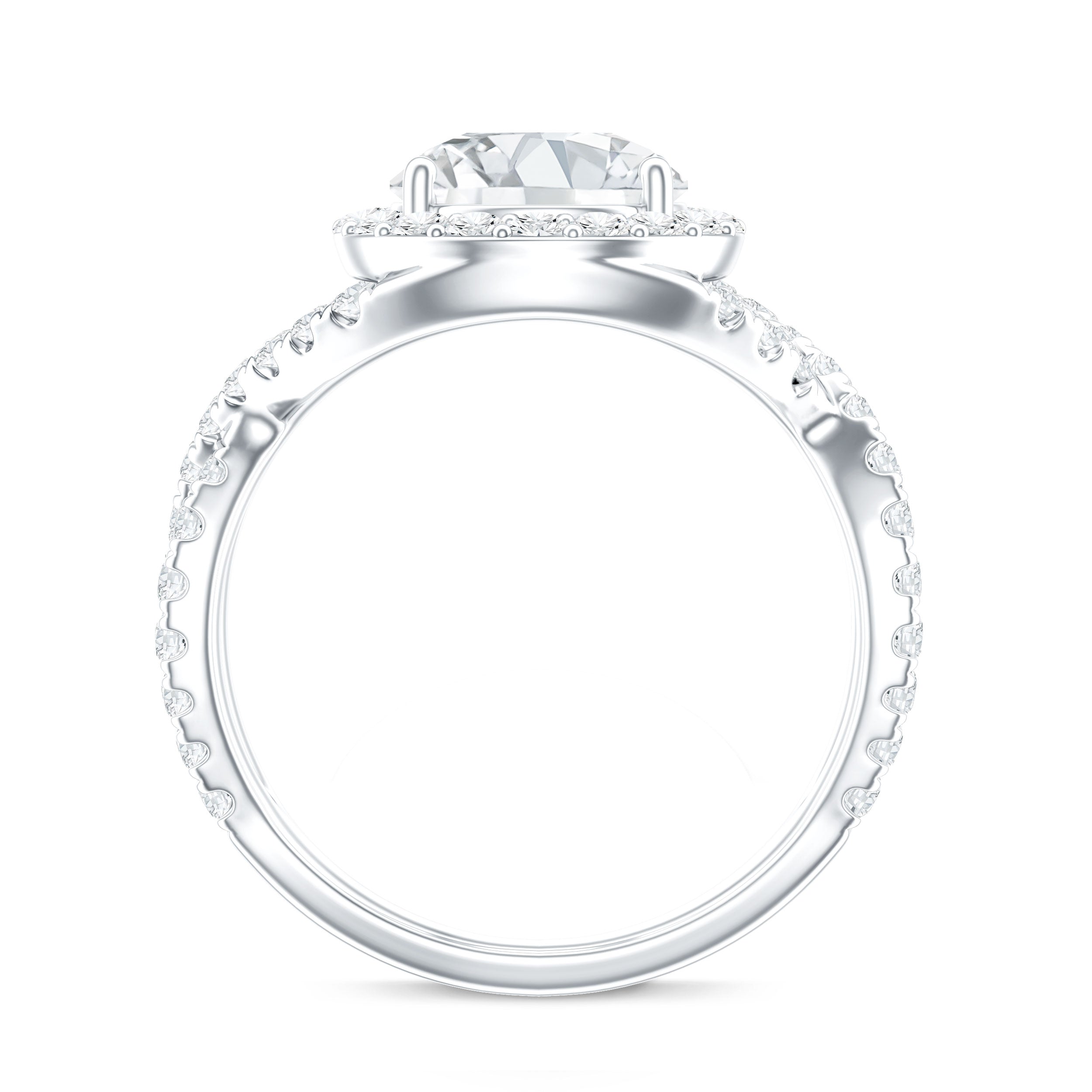 Round Moissanite Crossover Engagement Ring for Women