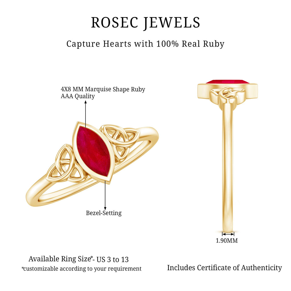 Natural Marquise Ruby Promise Ring with Celtic Knot