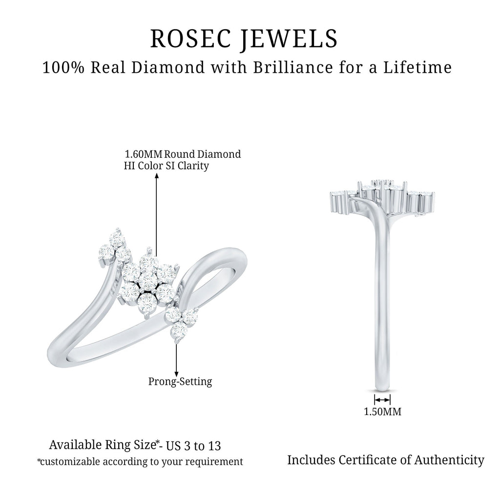 Round Cut Diamond Floral Promise Ring