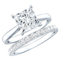 Certified 3 Carat Princess Cut Moissanite Engagement Ring with Wedding Band