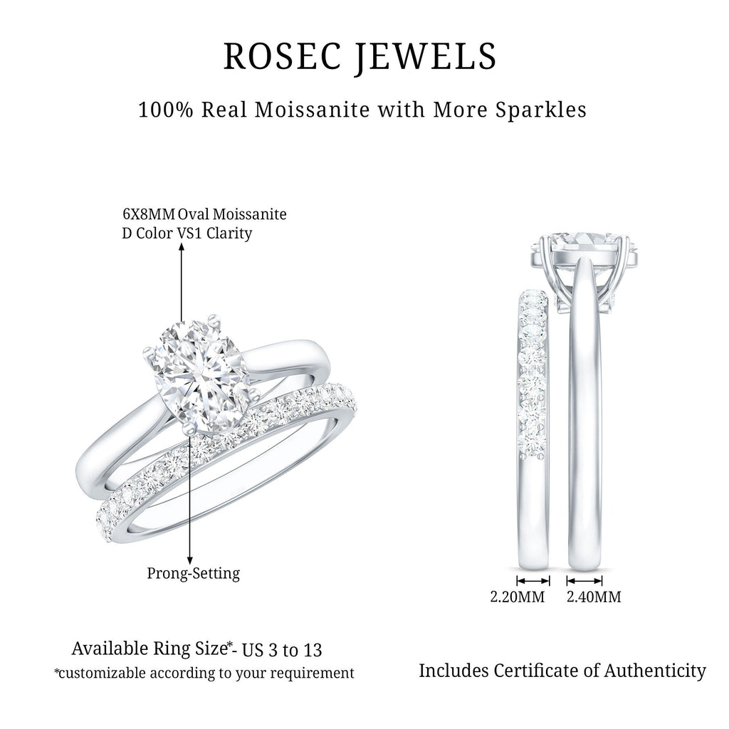 Oval Cut Solitaire Moissanite Bridal Ring Set