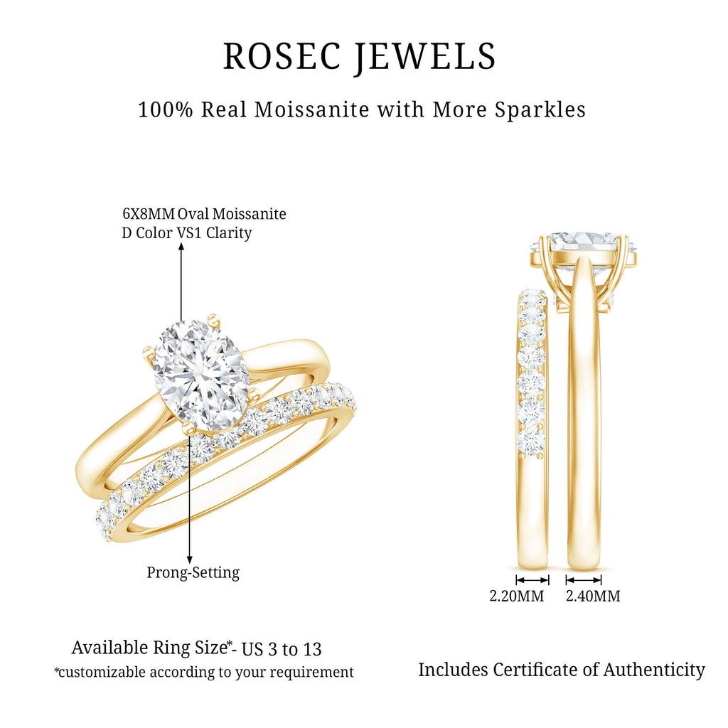 Oval Cut Solitaire Moissanite Bridal Ring Set