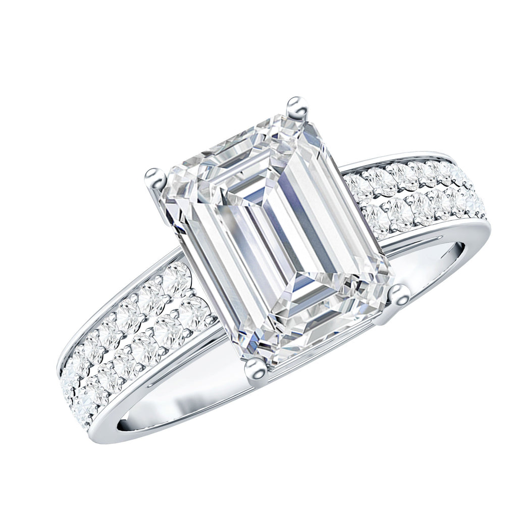 Emerald Cut Moissanite Big Engagement Ring