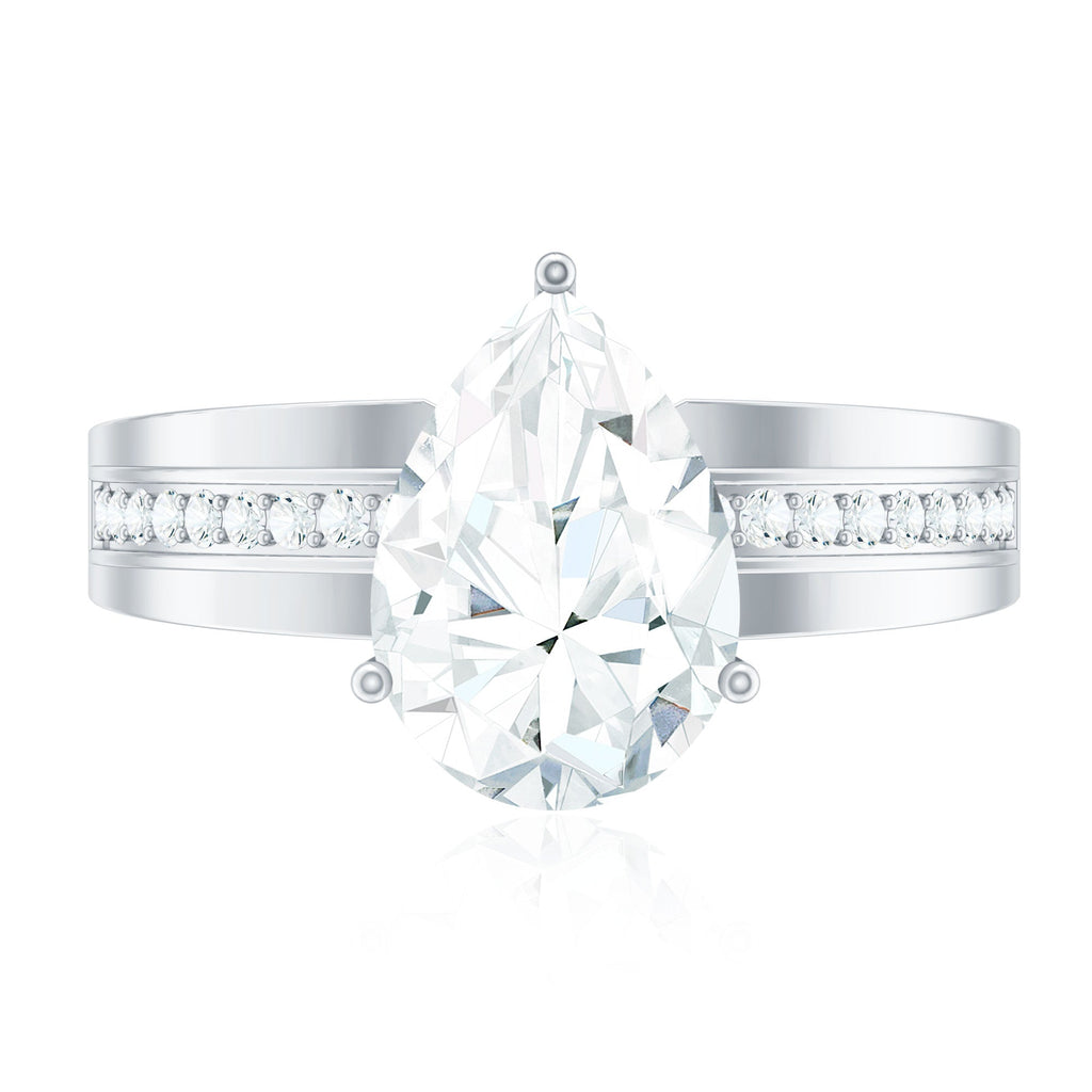 Solitaire Moissanite Pear Shaped Engagement Ring