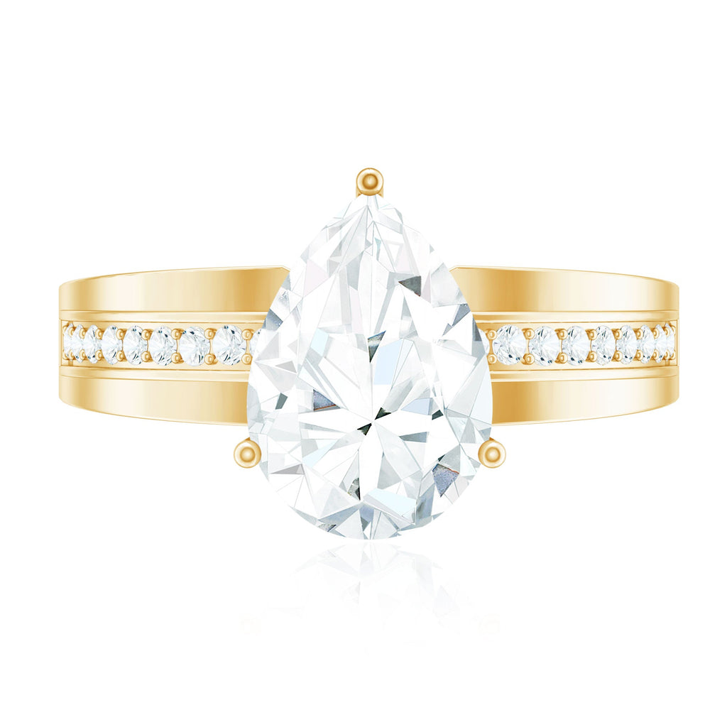 Solitaire Moissanite Pear Shaped Engagement Ring