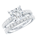 Moissanite 3 Carat Princess Cut Engagement Ring with Enhancer