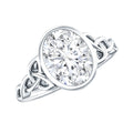 Solitaire Moissanite Celtic Engagement Ring in Bezel Setting