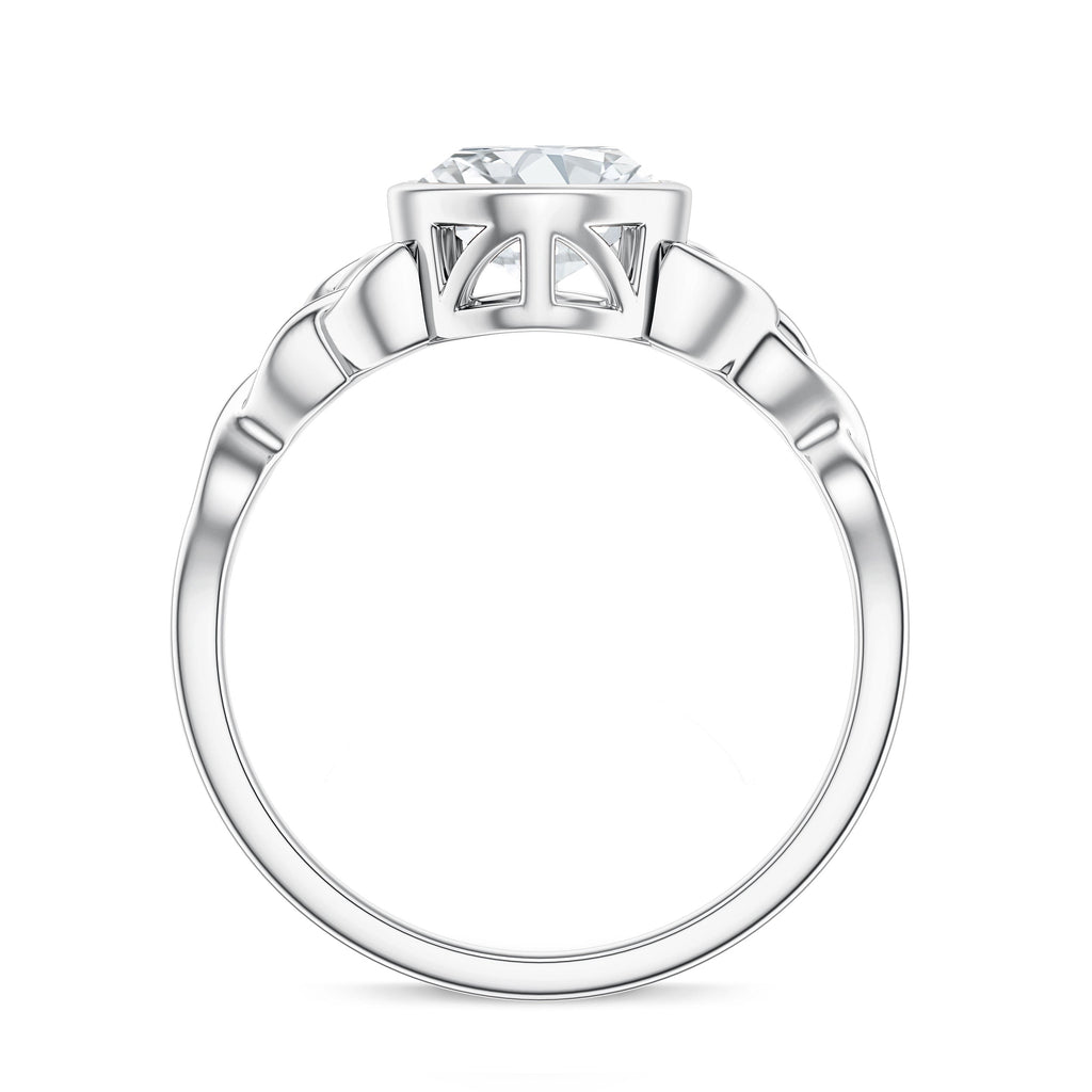 Solitaire Moissanite Celtic Engagement Ring in Bezel Setting