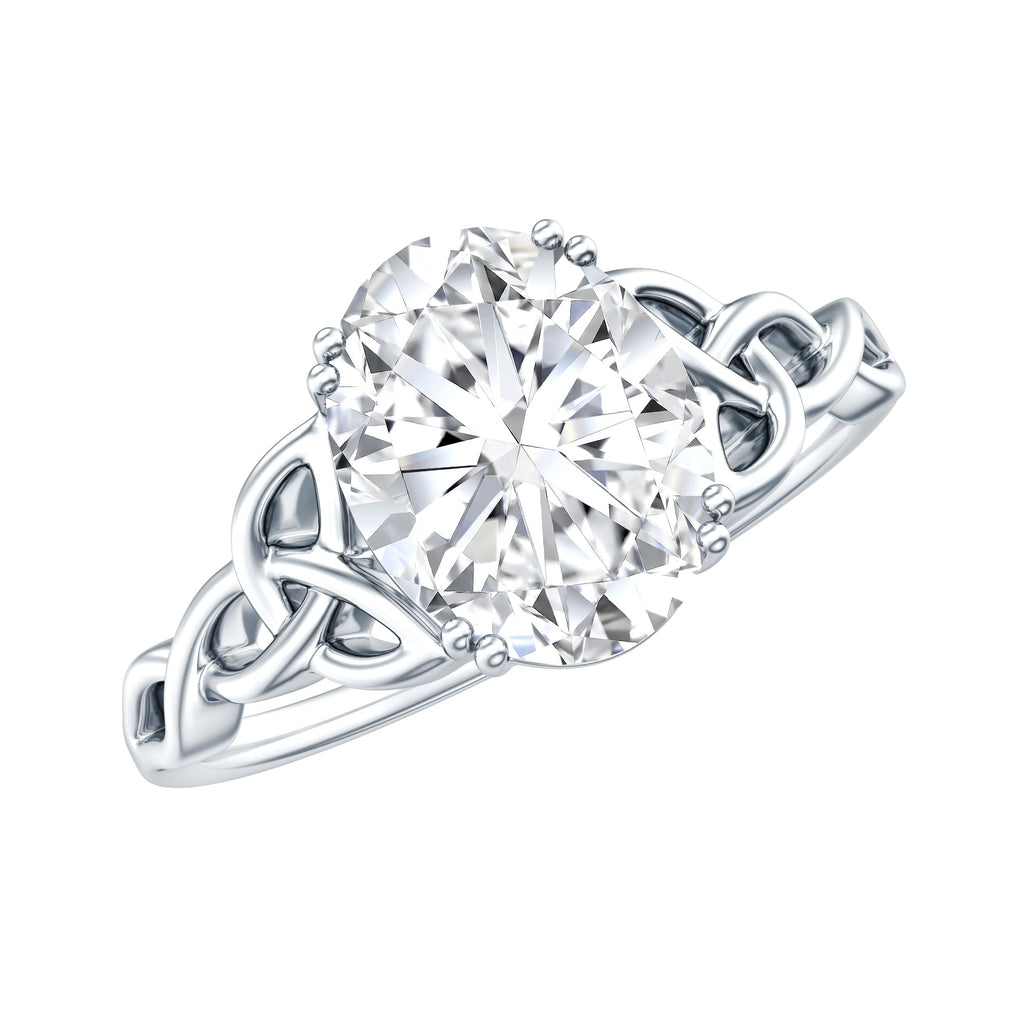 Oval Moissanite Engagement Ring with Celtic Band