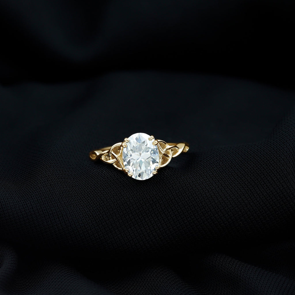 Oval Moissanite Engagement Ring with Celtic Band