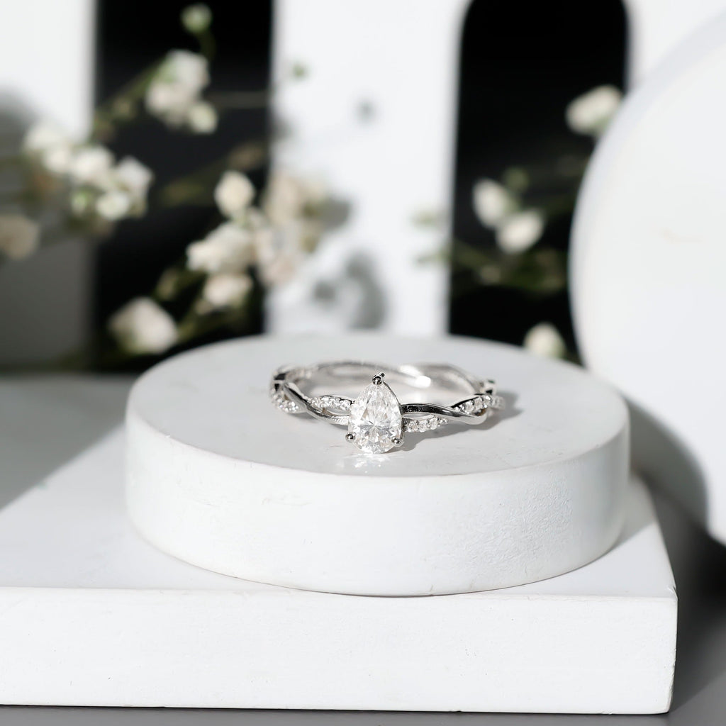 Pear Shaped Moissanite Braided Engagement Ring