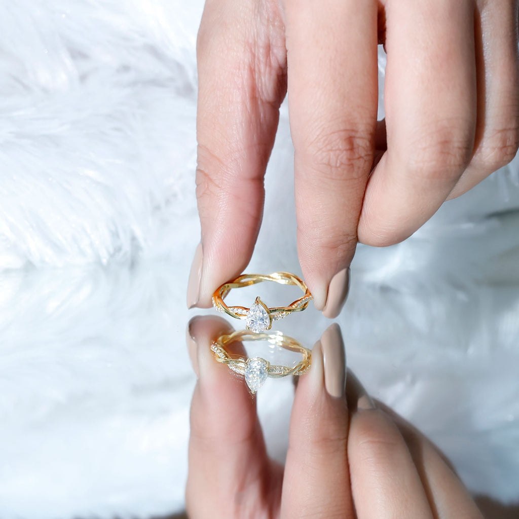 Pear Shaped Moissanite Braided Engagement Ring
