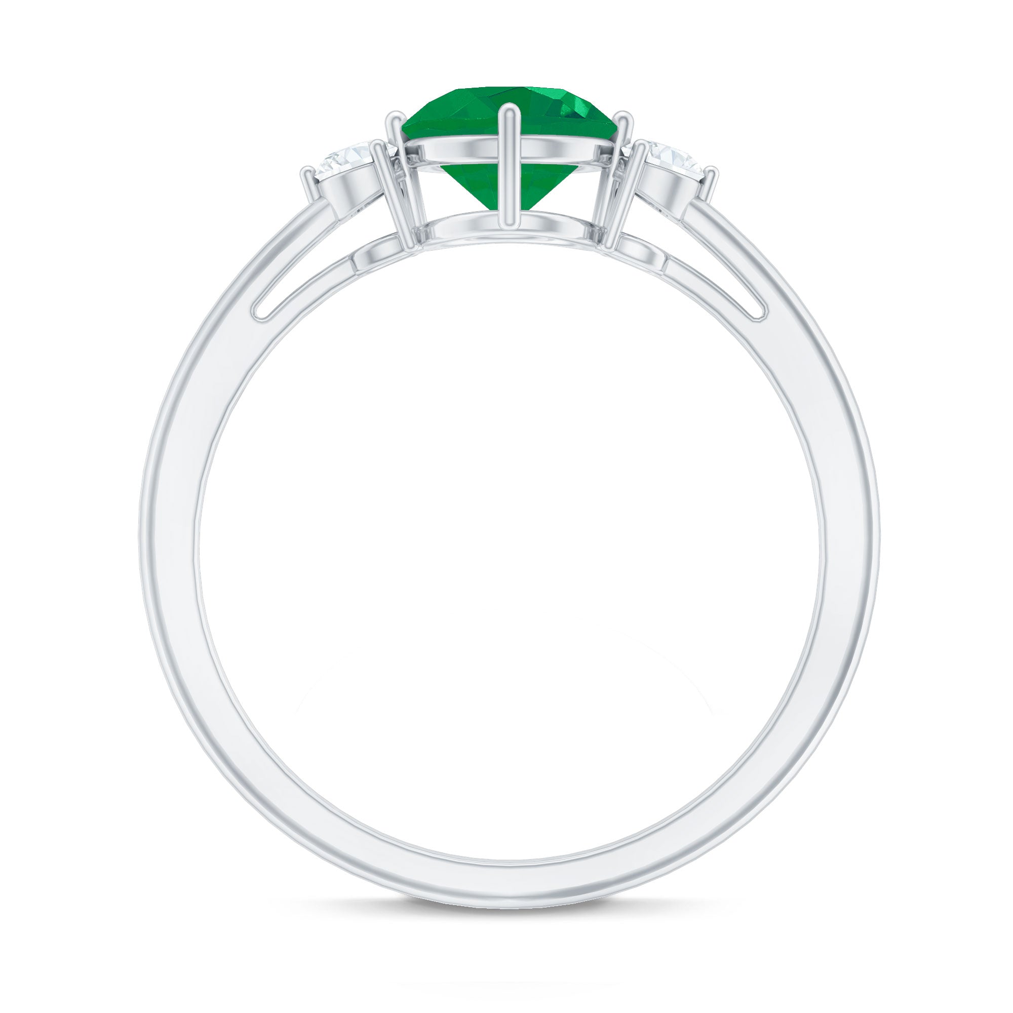 Natural Emerald Diamond Three Stone Promise Ring